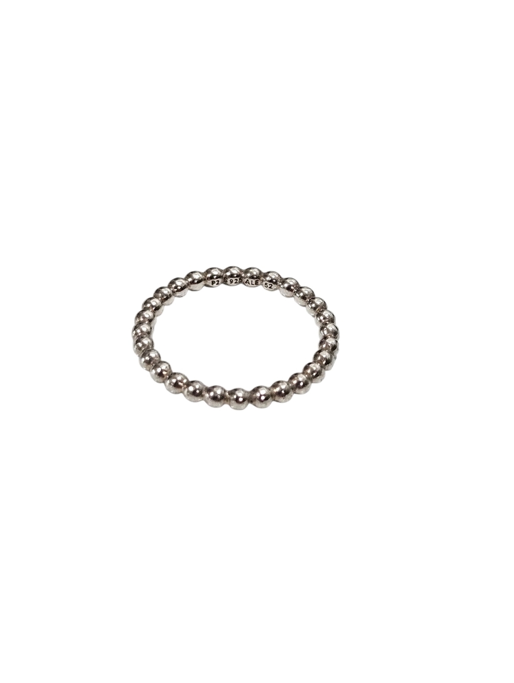 Pandora Silver Beaded Stacking Ring Size 52